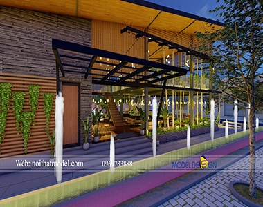 Dự án thiết kế quán cafe có tầng hầm để xe