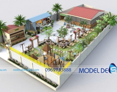 Mẫu quán cà phê sân vườn 200m2